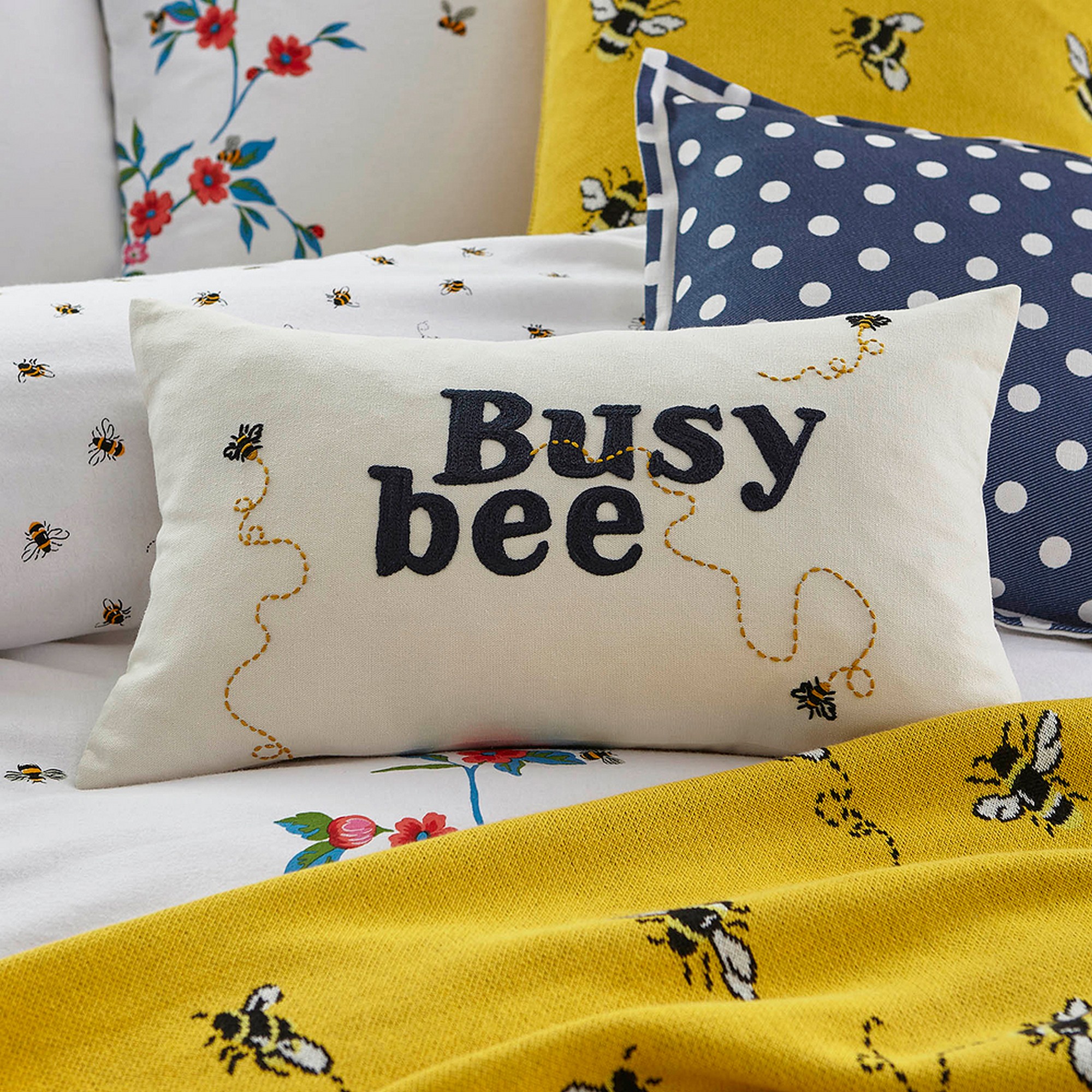 Busy Bee Cotton Cushion By Cath Kidston In Cream